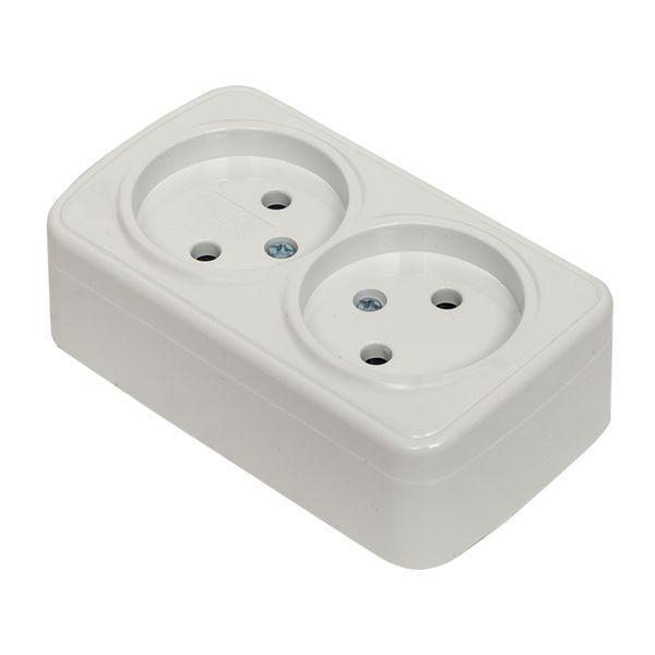 Розетка 2-м ОП Минск 10А IP20 без заземл. бел. Basic EKF EGR10-102-10 ТехноИмпульс