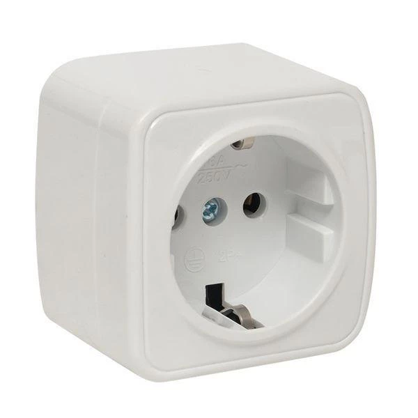 Розетка 1-м ОП Минск 16А IP20 с заземл. бел. Basic EKF EGR16-028-10 ТехноИмпульс