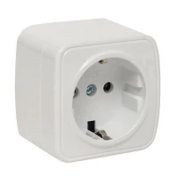 Розетка 1-м ОП Минск 16А IP20 с заземл. бел. Basic EKF EGR16-028-10 ТехноИмпульс