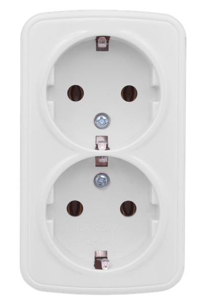 Розетка 2-м ОП Минск 16А IP20 с заземл. бел. Basic EKF EGR16-128-10 ТехноИмпульс