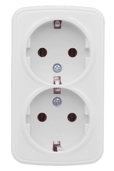 Розетка 2-м ОП Минск 16А IP20 с заземл. бел. Basic EKF EGR16-128-10 ТехноИмпульс