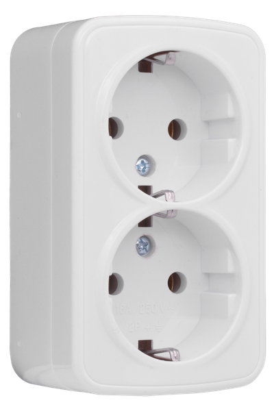 Розетка 2-м ОП Минск 16А IP20 с заземл. бел. Basic EKF EGR16-128-10 ТехноИмпульс