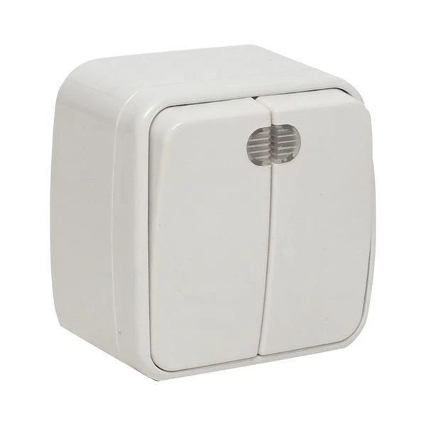 Выключатель 2-кл. ОП Минск 10А IP20 с индикатором бел. Basic EKF EGV10-123-10 ТехноИмпульс