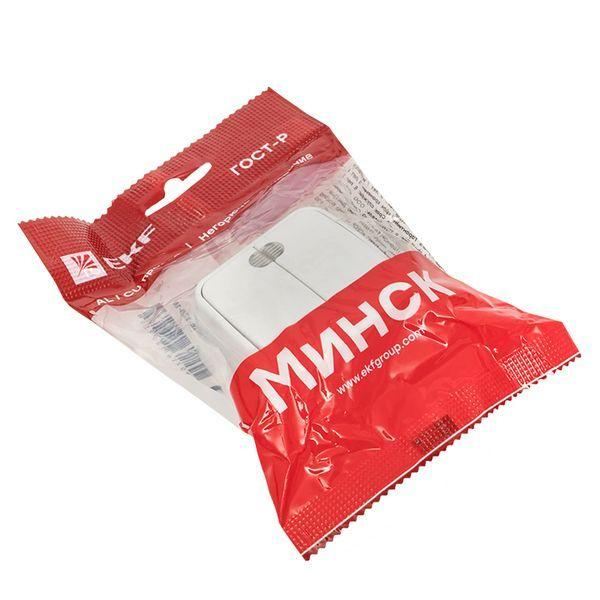 Выключатель 2-кл. ОП Минск 10А IP20 с индикатором бел. Basic EKF EGV10-123-10 ТехноИмпульс