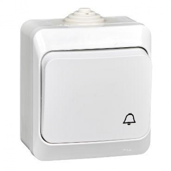 Выключатель кнопочный 1-кл. ОП Этюд 10А IP44 10AX с самовозвратом бел. SE KA10-041B ТехноИмпульс