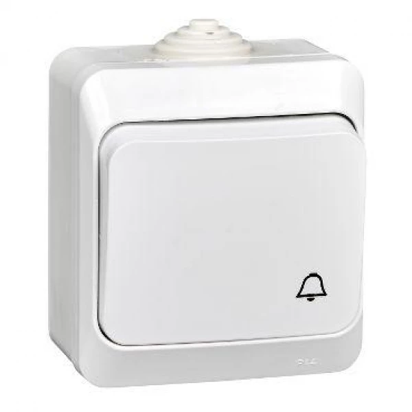 Выключатель кнопочный 1-кл. ОП Этюд 10А IP44 10AX с самовозвратом бел. SE KA10-041B ТехноИмпульс