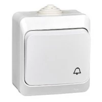 Выключатель кнопочный 1-кл. ОП Этюд 10А IP44 10AX с самовозвратом бел. SE KA10-041B ТехноИмпульс