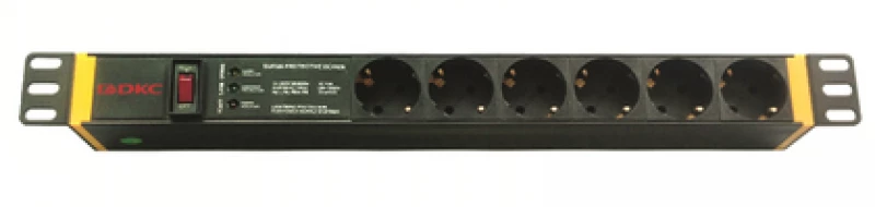Блок распределения питания 6-м 16А Schuko вх. разъем Schuko для 19дюйм шкафов защита от перенапряж. с индикатором сети DKC R519SH6OPSHSP ТехноИмпульс