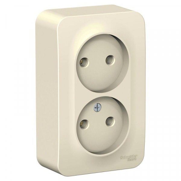 Розетка 2-м ОП Blanca 16А IP20 250В без заземл. без защ. шторок с изолир. пластиной молоч. SE BLNRA000212 ТехноИмпульс