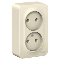 Розетка 2-м ОП Blanca 16А IP20 250В без заземл. без защ. шторок с изолир. пластиной молоч. SE BLNRA000212 ТехноИмпульс