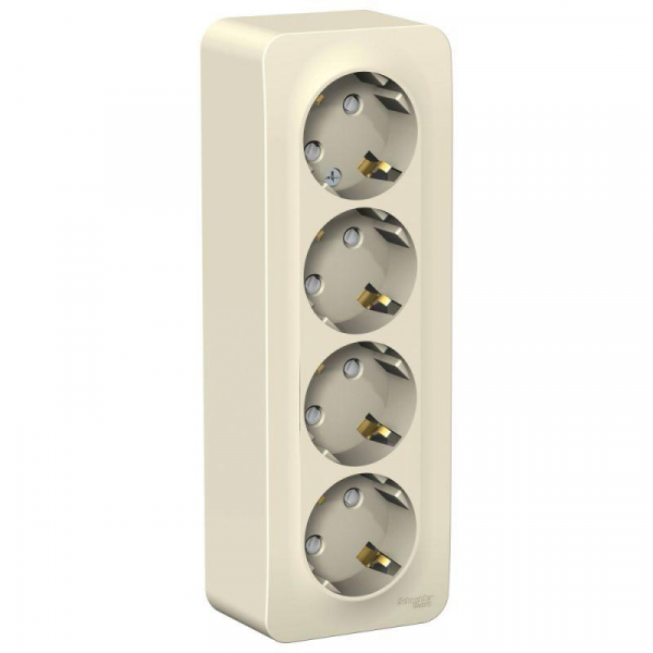 Розетка 4-м ОП Blanca 16А IP20 250В с заземл. защ. шторки с изолир. пластиной молоч. SE BLNRA011412 ТехноИмпульс