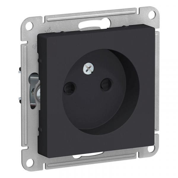 Розетка 1-м СП AtlasDesign 16А IP20 без заземл. защ. шторки механизм карбон SE ATN001049 ТехноИмпульс