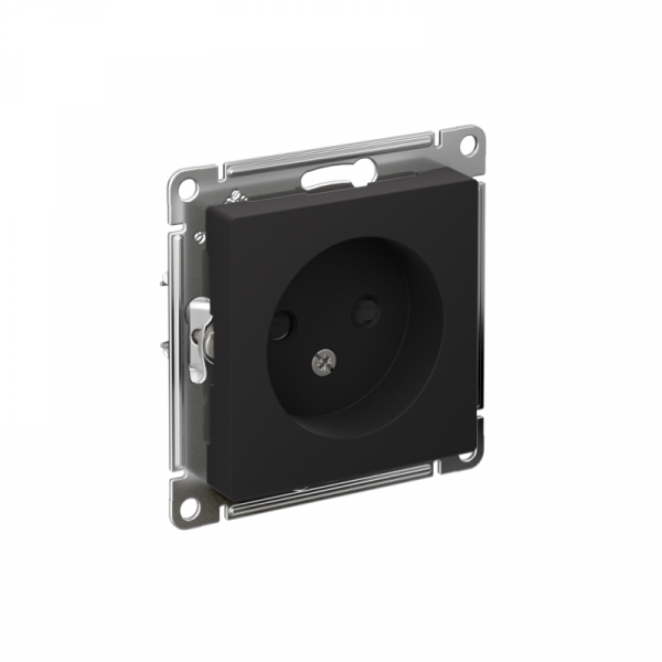 Розетка 1-м СП AtlasDesign 16А IP20 без заземл. защ. шторки механизм карбон SE ATN001049 ТехноИмпульс