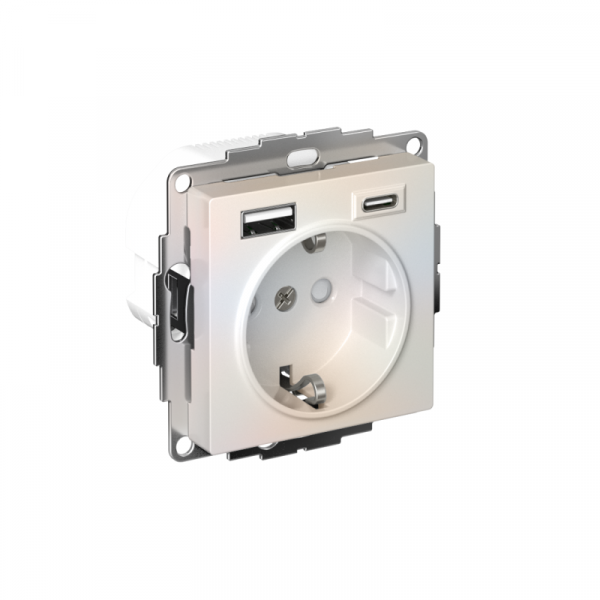 Розетка AtlasDesign 16А с 2-мя заряд. устройствами USB тип A+C 5В/2.4А 2х5В/1.2А механизм жемчуж. SE ATN000432 ТехноИмпульс