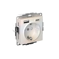 Розетка AtlasDesign 16А с 2-мя заряд. устройствами USB тип A+C 5В/2.4А 2х5В/1.2А механизм жемчуж. SE ATN000432 ТехноИмпульс