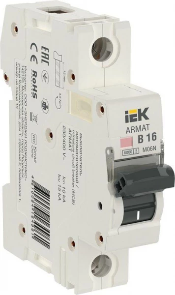 Выключатель автоматический модульный 1п B 16А M10N ARMAT IEK AR-M10N-1-B016 ТехноИмпульс