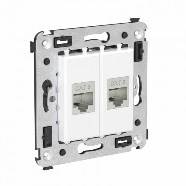 Розетка компьютерная 2-м СП Avanti "Белое облако" RJ45 кат.6 без шторок экранир. механизм DKC 4400794 ТехноИмпульс