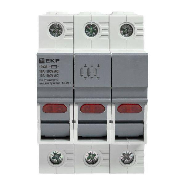 Предохранитель-разъединитель DF 10х38 3п (тип ПВЦ) EKF df103-e ТехноИмпульс