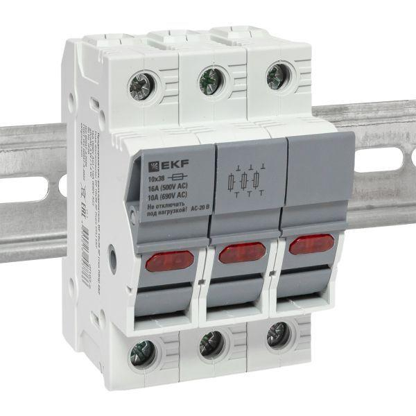 Предохранитель-разъединитель DF 10х38 3п (тип ПВЦ) EKF df103-e ТехноИмпульс