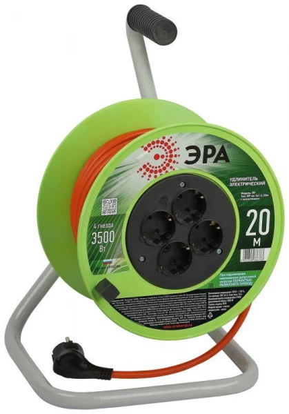 Удлинитель на катушке 4х20м с заземл. RP-4e-3x1.5-20m ПВС 3х1.5 Эра Б0056101 ТехноИмпульс