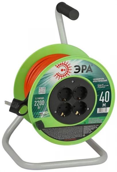 Удлинитель на пластик. катушке 4х40м с заземл. RP-4e-3х1.0-40m ПВС 3х1 Эра Б0056100 ТехноИмпульс