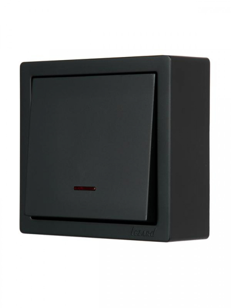 Выключатель 1-кл. ОП LETO с индикацией черн. бархат LEZARD 752-4200-111 ТехноИмпульс