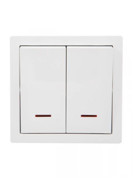 Выключатель 2-кл. ОП LETO с индикацией бел. LEZARD 752-0200-112 ТехноИмпульс