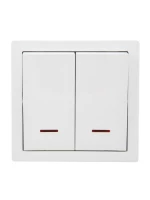 Выключатель 2-кл. ОП LETO с индикацией бел. LEZARD 752-0200-112 ТехноИмпульс