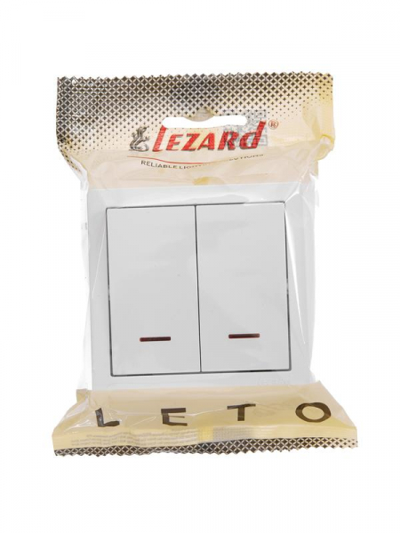 Выключатель 2-кл. ОП LETO с индикацией бел. LEZARD 752-0200-112 ТехноИмпульс