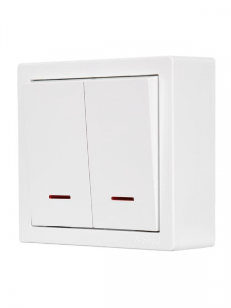 Выключатель 2-кл. ОП LETO с индикацией бел. LEZARD 752-0200-112 ТехноИмпульс