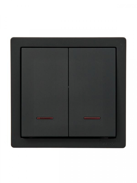 Выключатель 2-кл. ОП LETO с индикацией черн. бархат LEZARD 752-4200-112 ТехноИмпульс