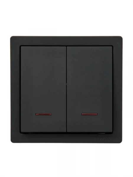 Выключатель 2-кл. ОП LETO с индикацией черн. бархат LEZARD 752-4200-112 ТехноИмпульс