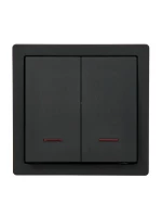 Выключатель 2-кл. ОП LETO с индикацией черн. бархат LEZARD 752-4200-112 ТехноИмпульс