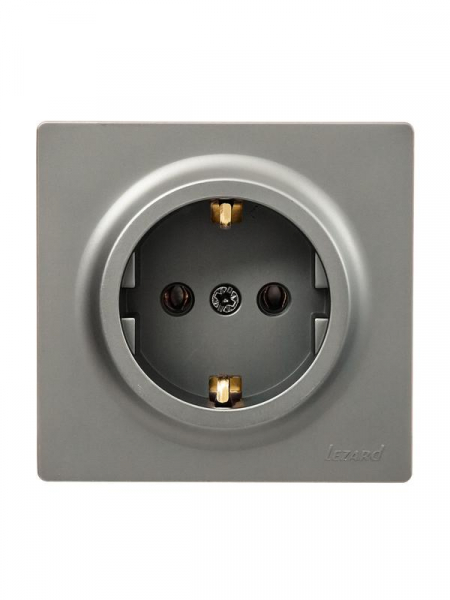 Розетка 1-м ОП LETO с заземл. ПБТ платина LEZARD 752-3500-122B ТехноИмпульс