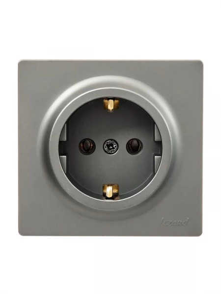 Розетка 1-м ОП LETO с заземл. ПБТ платина LEZARD 752-3500-122B ТехноИмпульс