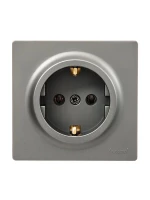Розетка 1-м ОП LETO с заземл. ПБТ платина LEZARD 752-3500-122B ТехноИмпульс