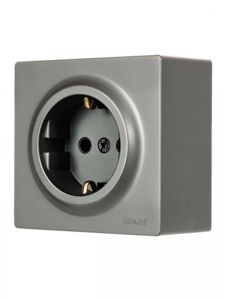 Розетка 1-м ОП LETO с заземл. ПБТ платина LEZARD 752-3500-122B ТехноИмпульс