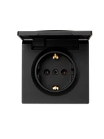 Розетка 1-м ОП LETO с заземл. с крышкой LETO ПБТ черн. бархат LEZARD 752-4200-123B ТехноИмпульс