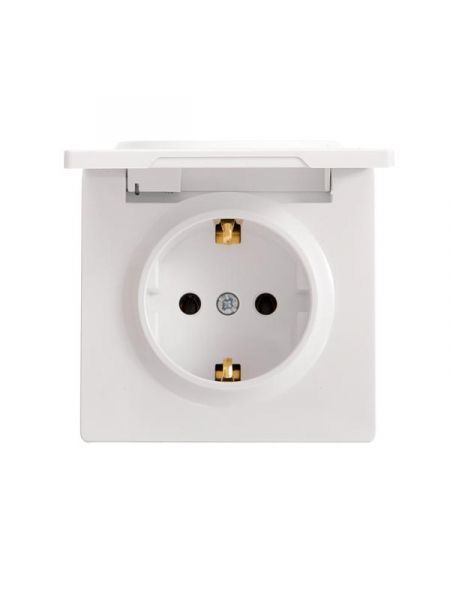 Розетка 1-м ОП LETO с заземл. с крышкой LETO ПБТ бел. LEZARD 752-0200-123B ТехноИмпульс