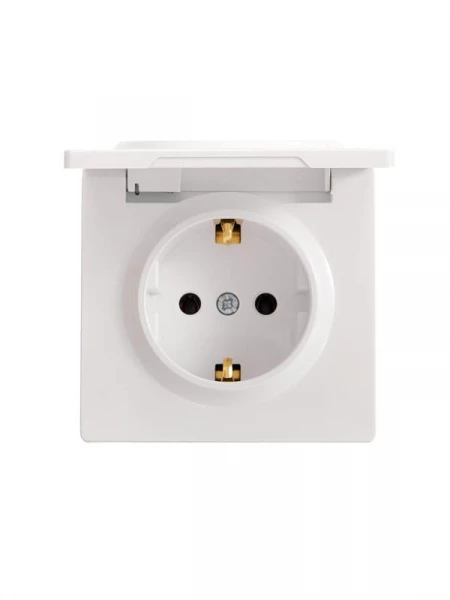 Розетка 1-м ОП LETO с заземл. с крышкой LETO ПБТ бел. LEZARD 752-0200-123B ТехноИмпульс