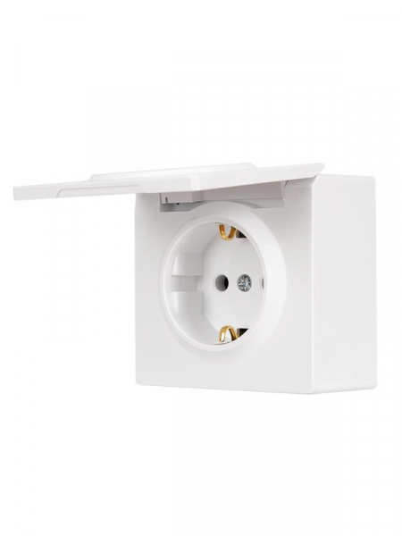 Розетка 1-м ОП LETO с заземл. с крышкой LETO ПБТ бел. LEZARD 752-0200-123B ТехноИмпульс