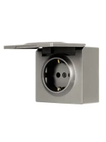 Розетка 1-м ОП LETO с заземл. с крышкой LETO ПБТ платина LEZARD 752-3500-123B ТехноИмпульс