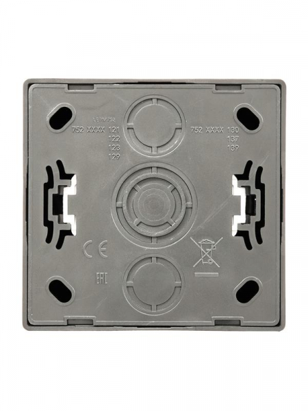 Розетка 1-м ОП LETO с заземл. с крышкой LETO ПБТ платина LEZARD 752-3500-123B ТехноИмпульс