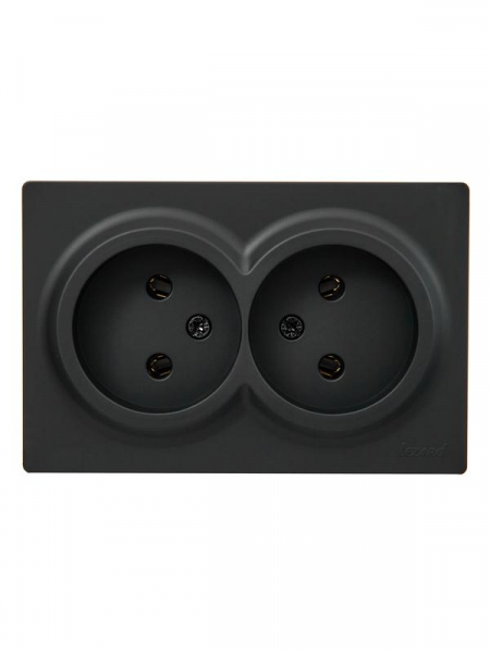 Розетка 2-м ОП LETO без заземл. закрытый корпус ПБТ черн. бархат LEZARD 752-4200-128B ТехноИмпульс