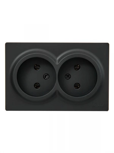 Розетка 2-м ОП LETO без заземл. закрытый корпус ПБТ черн. бархат LEZARD 752-4200-128B ТехноИмпульс