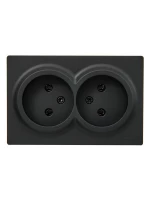 Розетка 2-м ОП LETO без заземл. закрытый корпус ПБТ черн. бархат LEZARD 752-4200-128B ТехноИмпульс