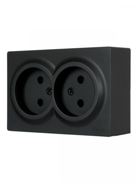 Розетка 2-м ОП LETO без заземл. закрытый корпус ПБТ черн. бархат LEZARD 752-4200-128B ТехноИмпульс