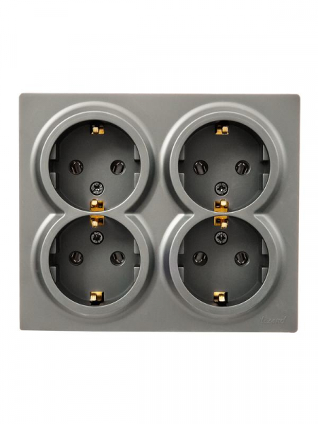 Розетка 4-м ОП LETO с заземл. закрытый корпус ПБТ платина LEZARD 752-3500-127BDP ТехноИмпульс