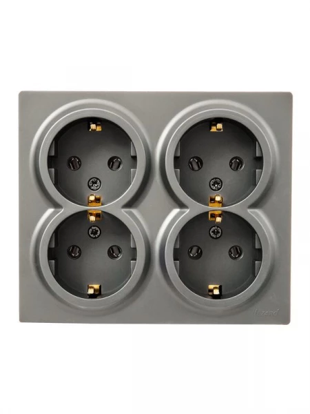 Розетка 4-м ОП LETO с заземл. закрытый корпус ПБТ платина LEZARD 752-3500-127BDP ТехноИмпульс