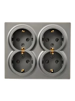 Розетка 4-м ОП LETO с заземл. закрытый корпус ПБТ платина LEZARD 752-3500-127BDP ТехноИмпульс